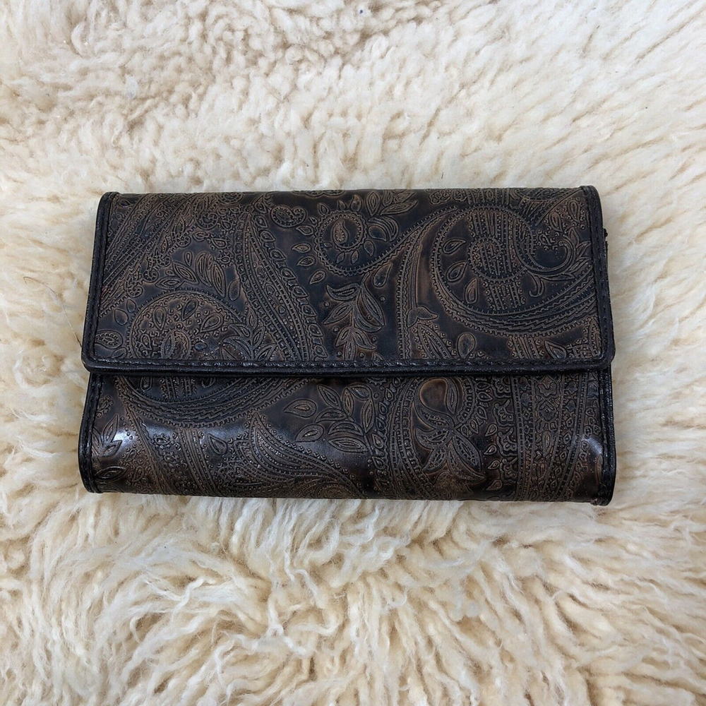 Vintage Relic Women’s Y2K Wallet Brown Boho Paisley Western Snap 8”x4” Clutch